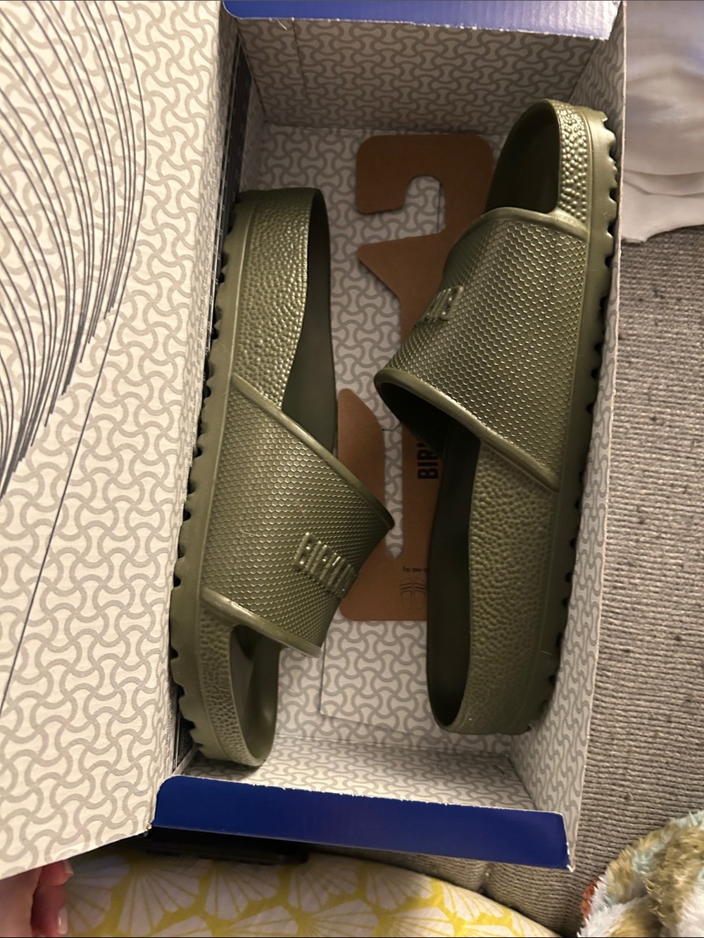 Birkenstock Barbados EVA Slide Sandals in Khaki/ Olive Green - Picture 5 of 6